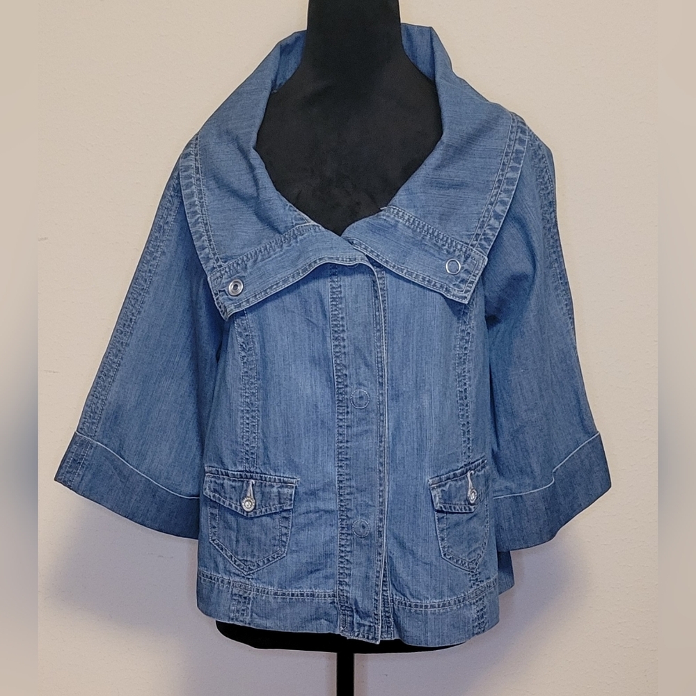 Jeanstar Blue Denim Jacket with Wide Collar
